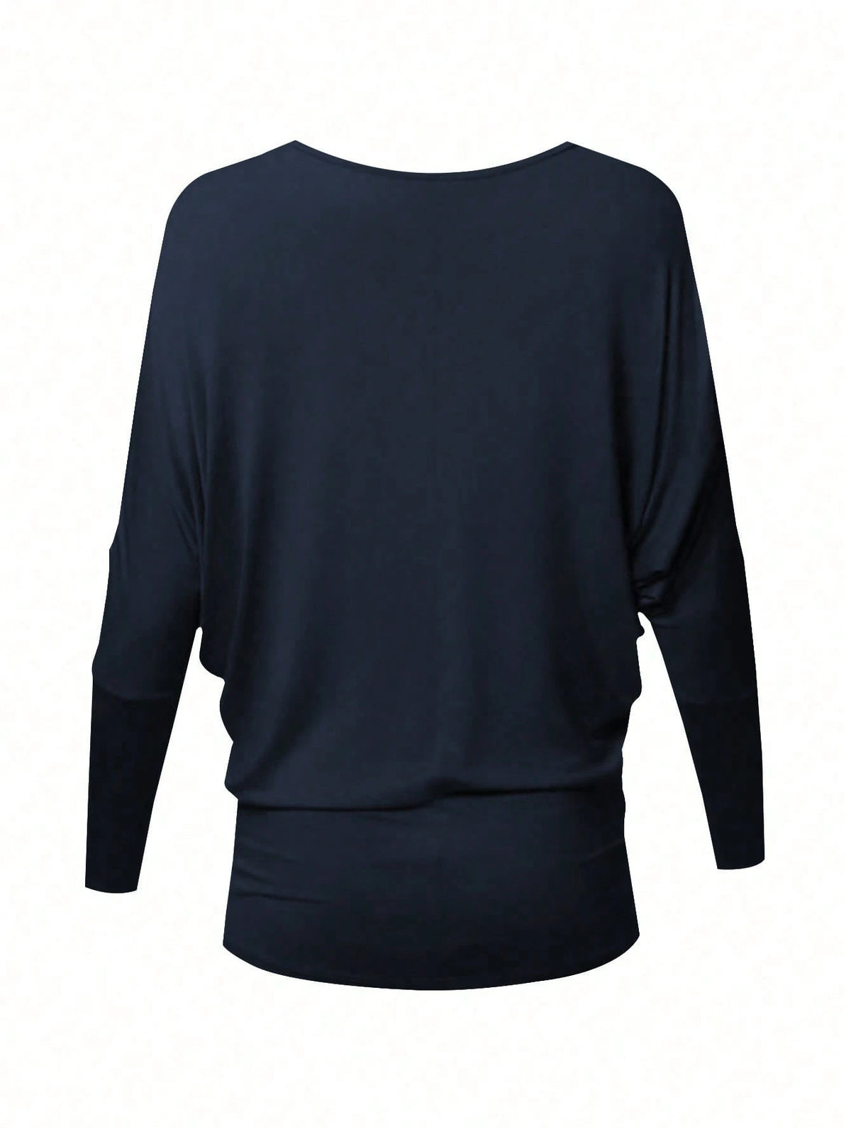 Qadelle Women's Fashion Oversized Round Neck Batwing Sleeve Side Ruched Long Sleeve T-Shirt