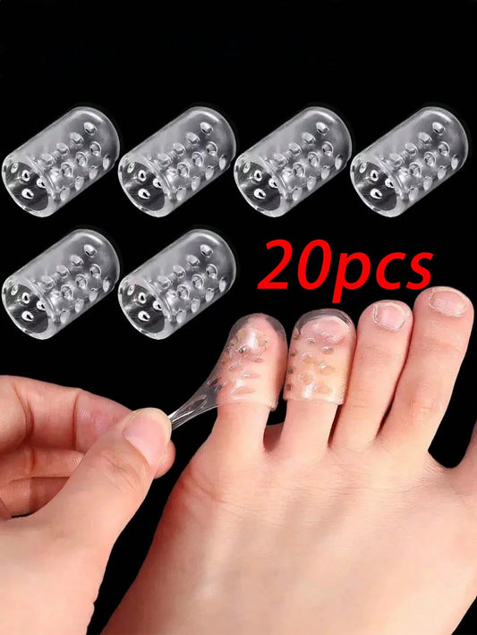 QKC 20pcs Anti-Wear Anti-Pain Silicone Shoe Toe Caps, Suitable For Women's High Heels, Women's Shallow Shoes And Men's Sports Shoes, Summer Daily Wear, Shoe Accessories
