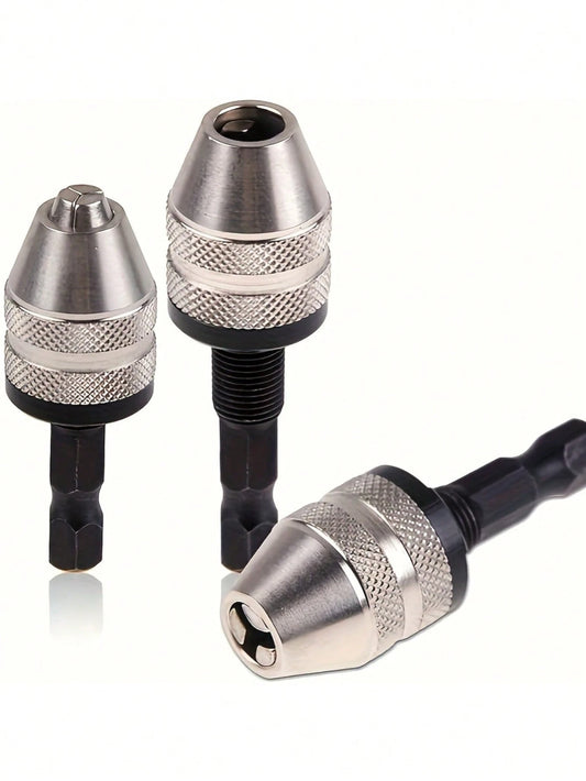 Quick Change Drill Chuck Adapter- Keyless Drill Chuck With 1/4" Hex Shank, Combines Impact Driver And Screwdriver Functions, Easily Converts For Drill Bit Replacement