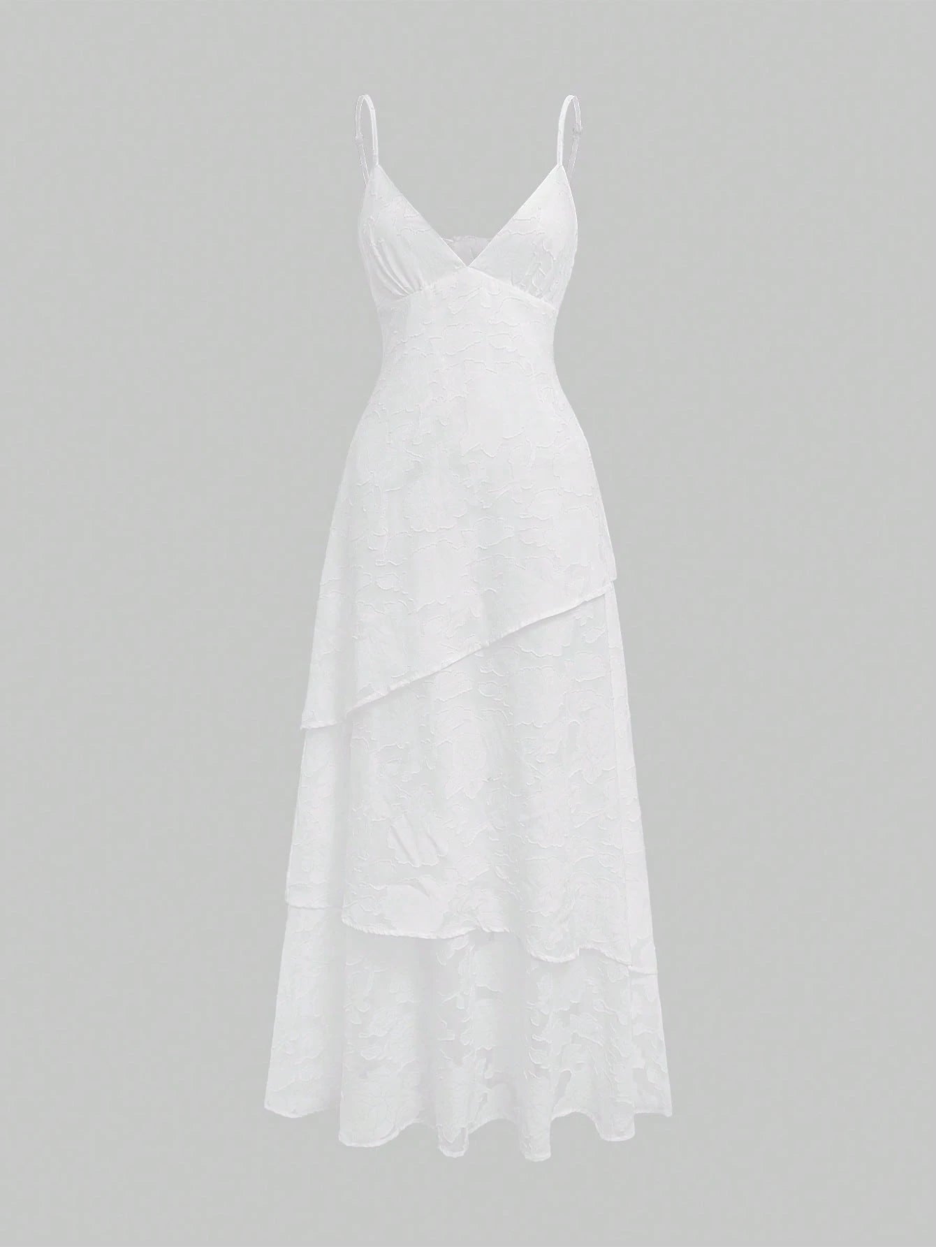 QUNGIGU Women's Spaghetti Strap Long Dress Elegant Layered Tiered Summer Outfit, Suitable For Wedding Party Graduation Date