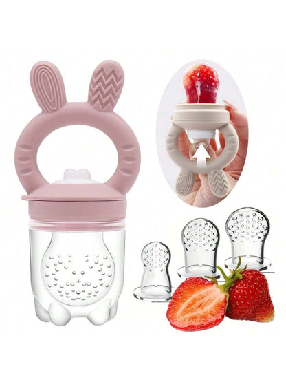 Rabbit Nibble Fruit & Vegetable Teethers Feeding Pacifier, With 3 Extra Nibble Bags In S, M, L Sizes (Size M Included In Nibble Set)
