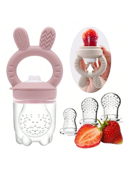 Rabbit Nibble Fruit & Vegetable Teethers Feeding Pacifier, With 3 Extra Nibble Bags In S, M, L Sizes (Size M Included In Nibble Set)