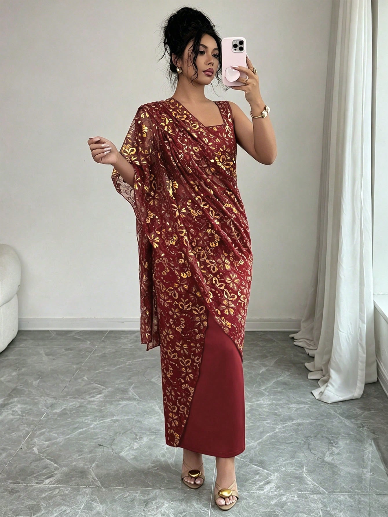 Rafferiza Women's Elegant Burgundy Lace Shawl Dress,Autumn Backless Bodycon Slip Dress For Wedding,Festivals,Casual Parties,Banquets,Daily Commute,Green Style