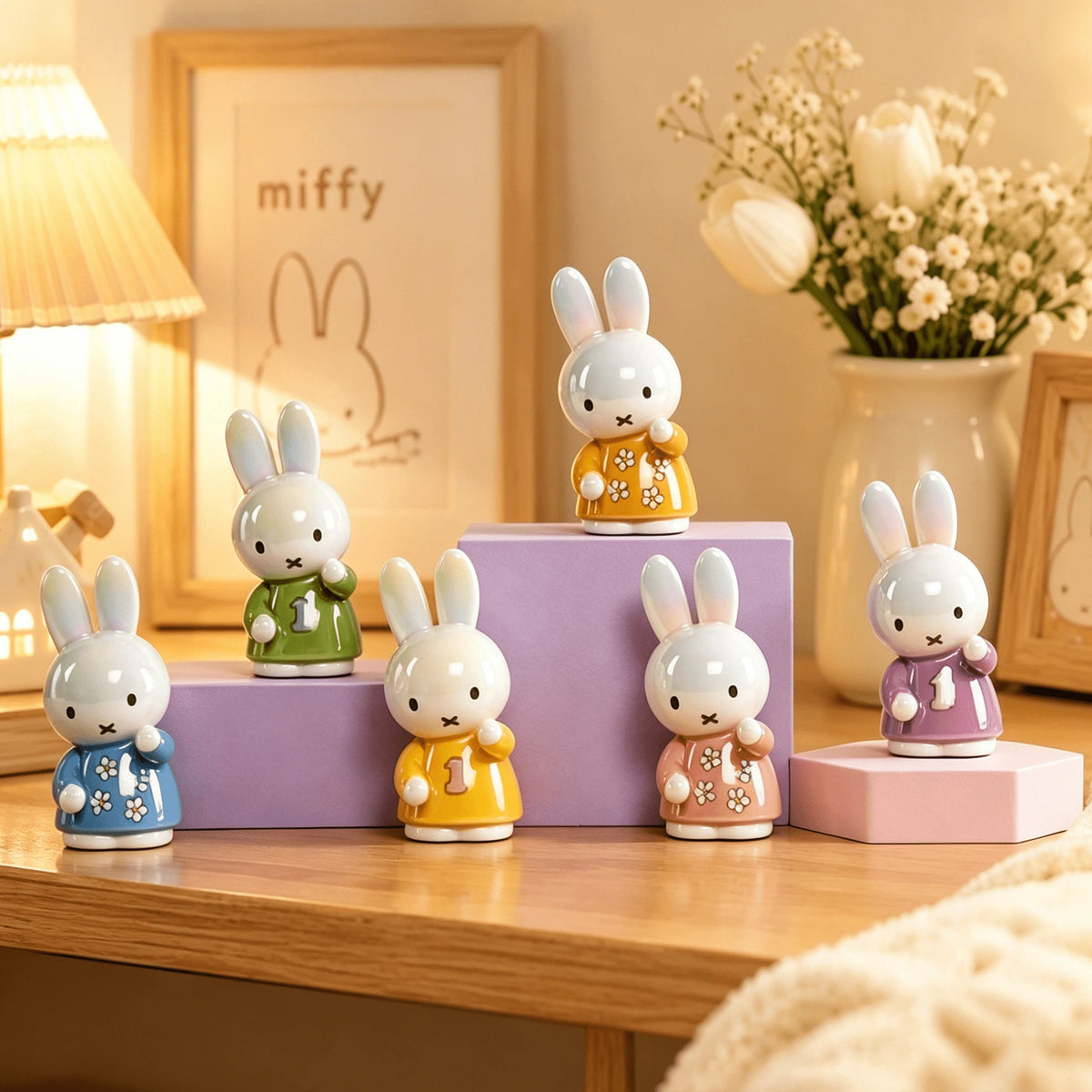 (Random 1pc) Official Licensed Miffy ABS Desktop Storage Organizer- Multifunctional Pen & Phone Sundry Holder- Multiple Pattern Random Shipment- Household & Office Daily Storage Decor- For Users A