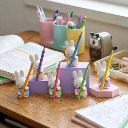 (Random 1pc) Official Licensed Miffy ABS Desktop Storage Organizer- Multifunctional Pen & Phone Sundry Holder- Multiple Pattern Random Shipment- Household & Office Daily Storage Decor- For Users A