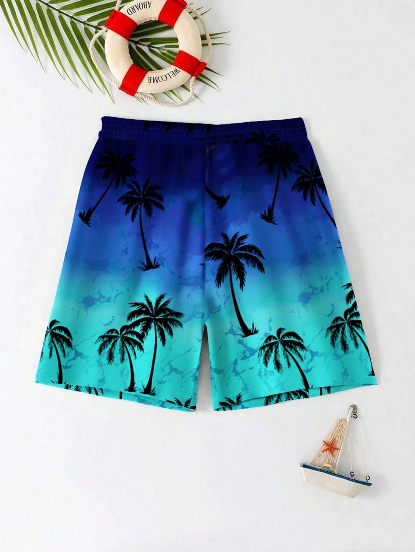 (Random 3 Pcs Send 1 Pcs ) Teen Boy Casual Minimalist Anchor Pattern Loose Swim Shorts, Suitable For Summer Vacation, Beach, Seaside, Swimming Pool