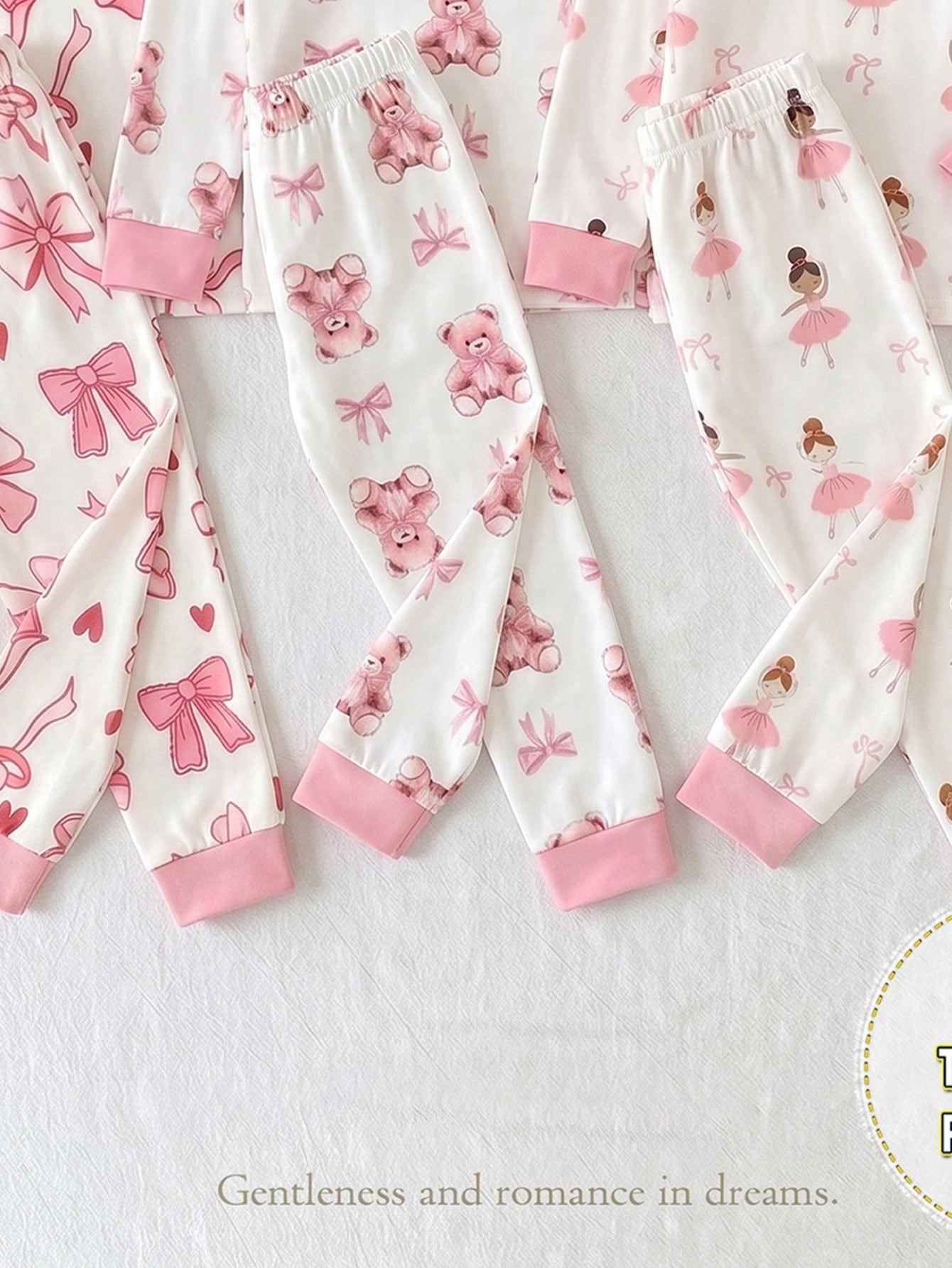 [Randomly Sent 1 Set]Baby Girl Cartoon Unicorn Rainbow Print Cute Sweet Pattern Pink Purple Light Color Soft Knitted High Elastic Fabric Tight Fit Comfortable Soft Skin-Friendly Round Neck Long Sleeve