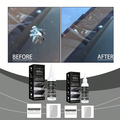 rayhong 50ml Car Glass Scratch Repair Fluid – Nano Polishing Compound Improves Glass Clarity, Reduces Wiper Marks Water Spots, Gentle Care For Windshield Mirror Side Windows, DIY Tool Fits All Sedans