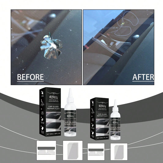 rayhong 50ml Car Glass Scratch Repair Fluid – Nano Polishing Compound Improves Glass Clarity, Reduces Wiper Marks Water Spots, Gentle Care For Windshield Mirror Side Windows, DIY Tool Fits All Sedans