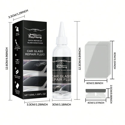 rayhong 50ml Car Glass Scratch Repair Fluid – Nano Polishing Compound Improves Glass Clarity, Reduces Wiper Marks Water Spots, Gentle Care For Windshield Mirror Side Windows, DIY Tool Fits All Sedans