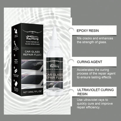 rayhong 50ml Car Glass Scratch Repair Fluid – Nano Polishing Compound Improves Glass Clarity, Reduces Wiper Marks Water Spots, Gentle Care For Windshield Mirror Side Windows, DIY Tool Fits All Sedans
