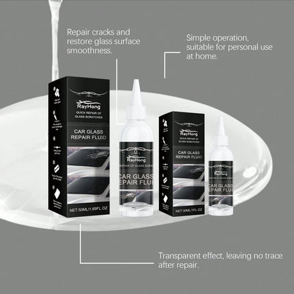 rayhong 50ml Car Glass Scratch Repair Fluid – Nano Polishing Compound Improves Glass Clarity, Reduces Wiper Marks Water Spots, Gentle Care For Windshield Mirror Side Windows, DIY Tool Fits All Sedans
