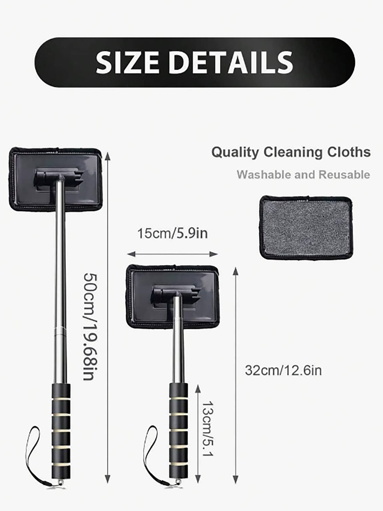 rayhong Windshield Cleaning Tools, Ultra-Fine Microfiber Cloth Car Glass Cleaning Brush With Detachable Handle, Car Windshield Squeegee, Car Cleaning Kit