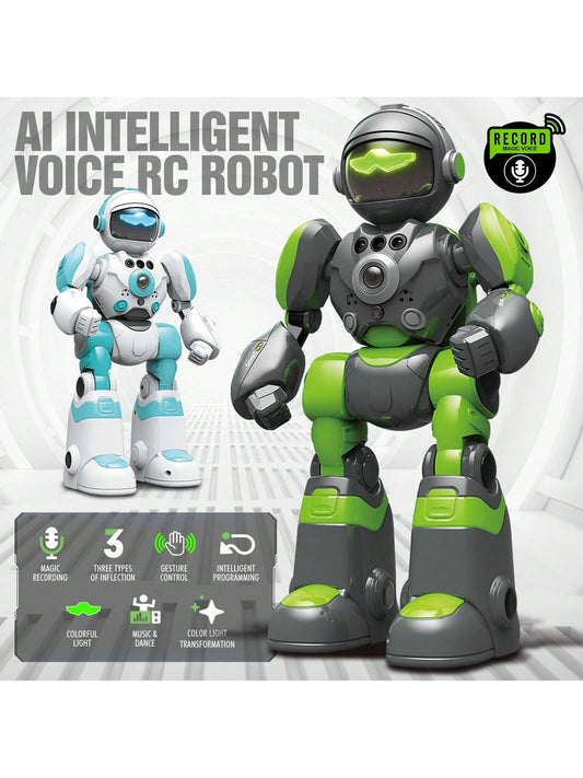 RC Robot Toys For Kids Ages 3 4 5-7 Year Old Magic Voice Record Function, Remote Control Robots Toy For Boys And Girls Programmable Music Dance Interactive Warrior Robo Birthday Gift For Toddler
