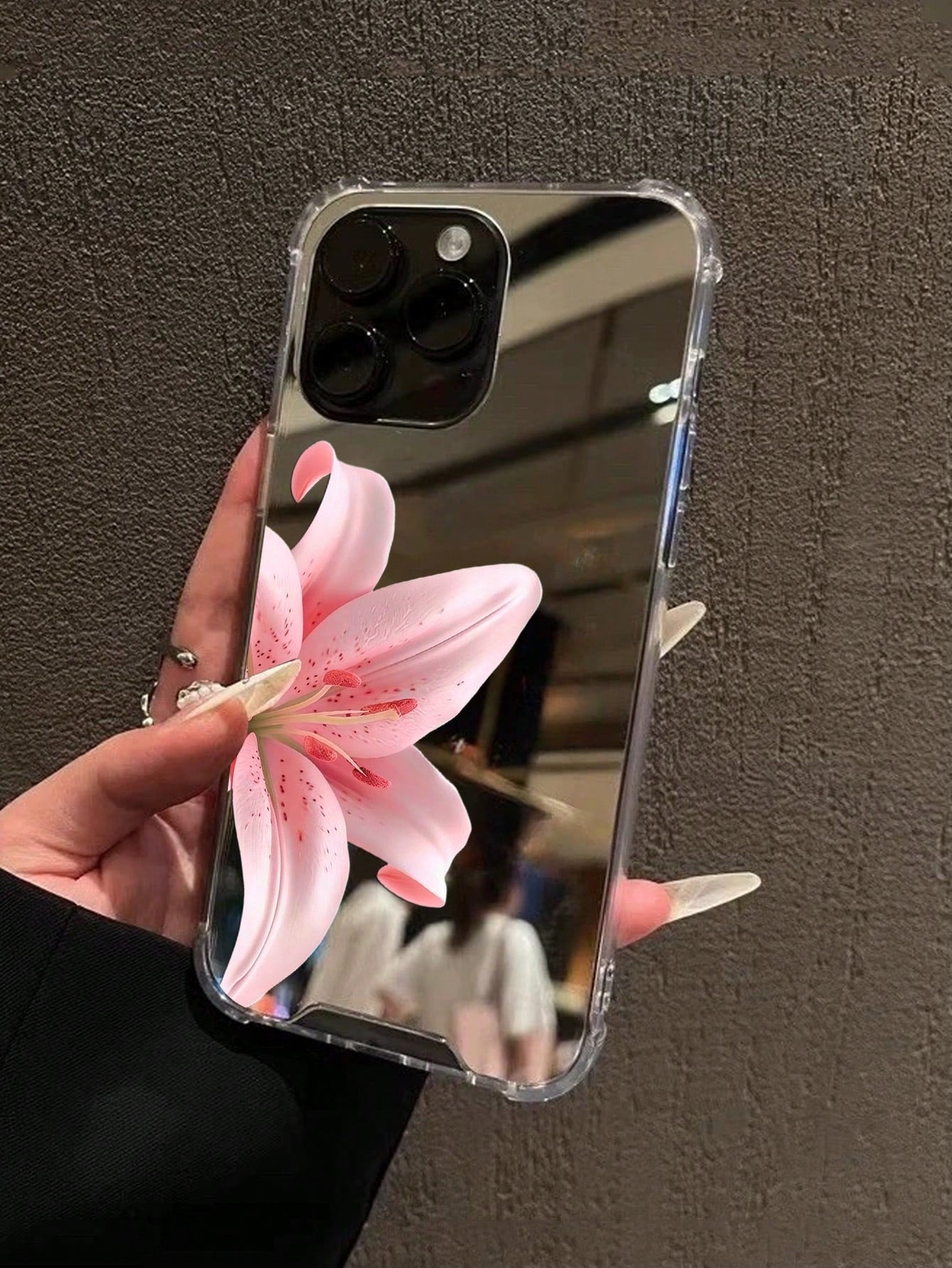 Realistic Pink Lily Mirror Phone Case, Compatible With IPhone 11/12/13/14/15/16/17/17pro/17e/17air/17pro Max And Galaxy/A54/A14/A12/A13/A15/A32/A33/A24/A52S/S20/S21/S22/S23/S24/S23Plus/S24ultra/S25/A1