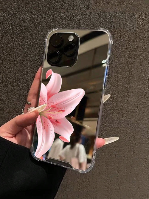 Realistic Pink Lily Mirror Phone Case, Compatible With IPhone 11/12/13/14/15/16/17/17pro/17e/17air/17pro Max And Galaxy/A54/A14/A12/A13/A15/A32/A33/A24/A52S/S20/S21/S22/S23/S24/S23Plus/S24ultra/S25/A1