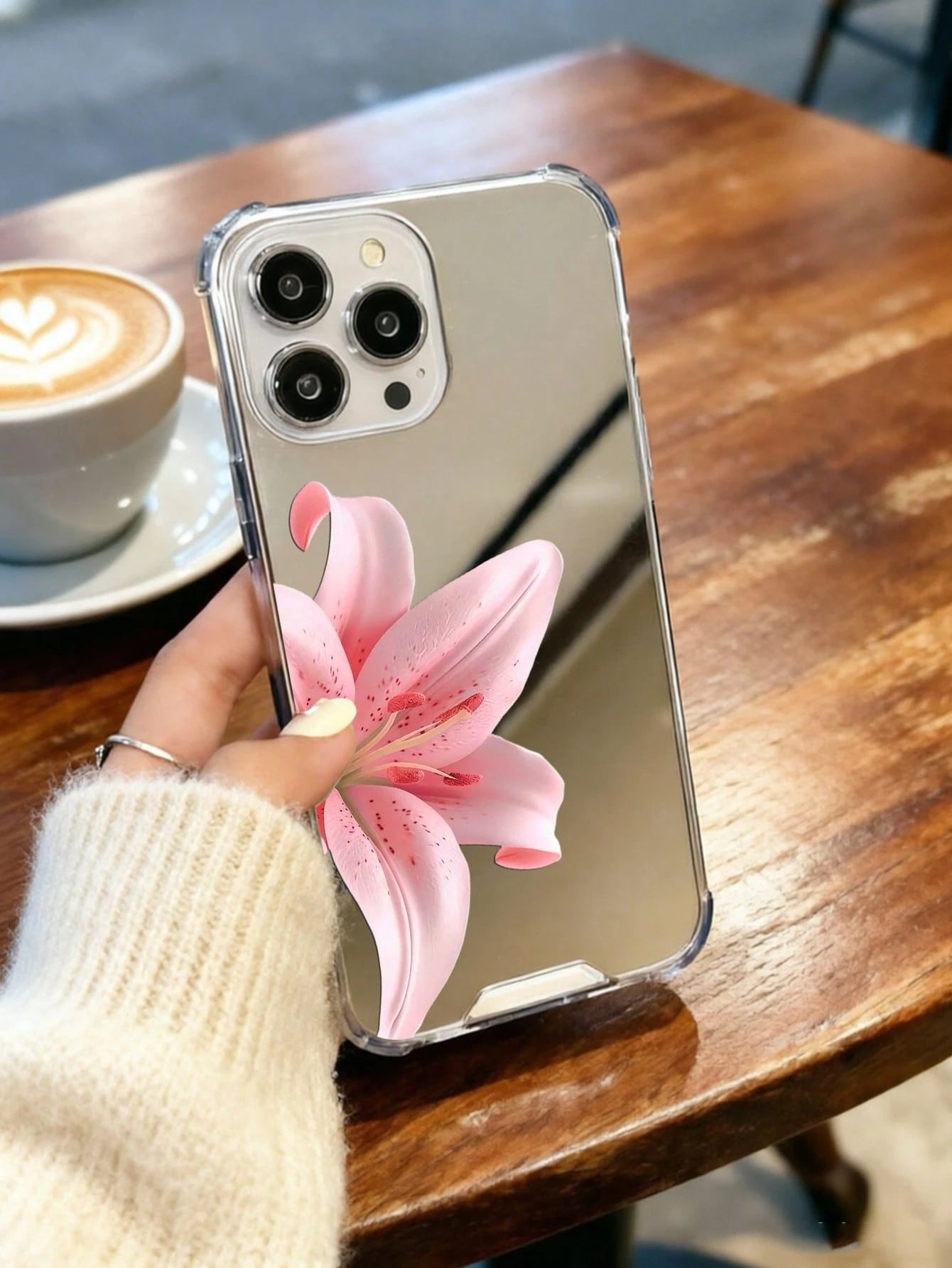 Realistic Pink Lily Mirror Phone Case, Compatible With IPhone 11/12/13/14/15/16/17/17pro/17e/17air/17pro Max And Galaxy/A54/A14/A12/A13/A15/A32/A33/A24/A52S/S20/S21/S22/S23/S24/S23Plus/S24ultra/S25/A1