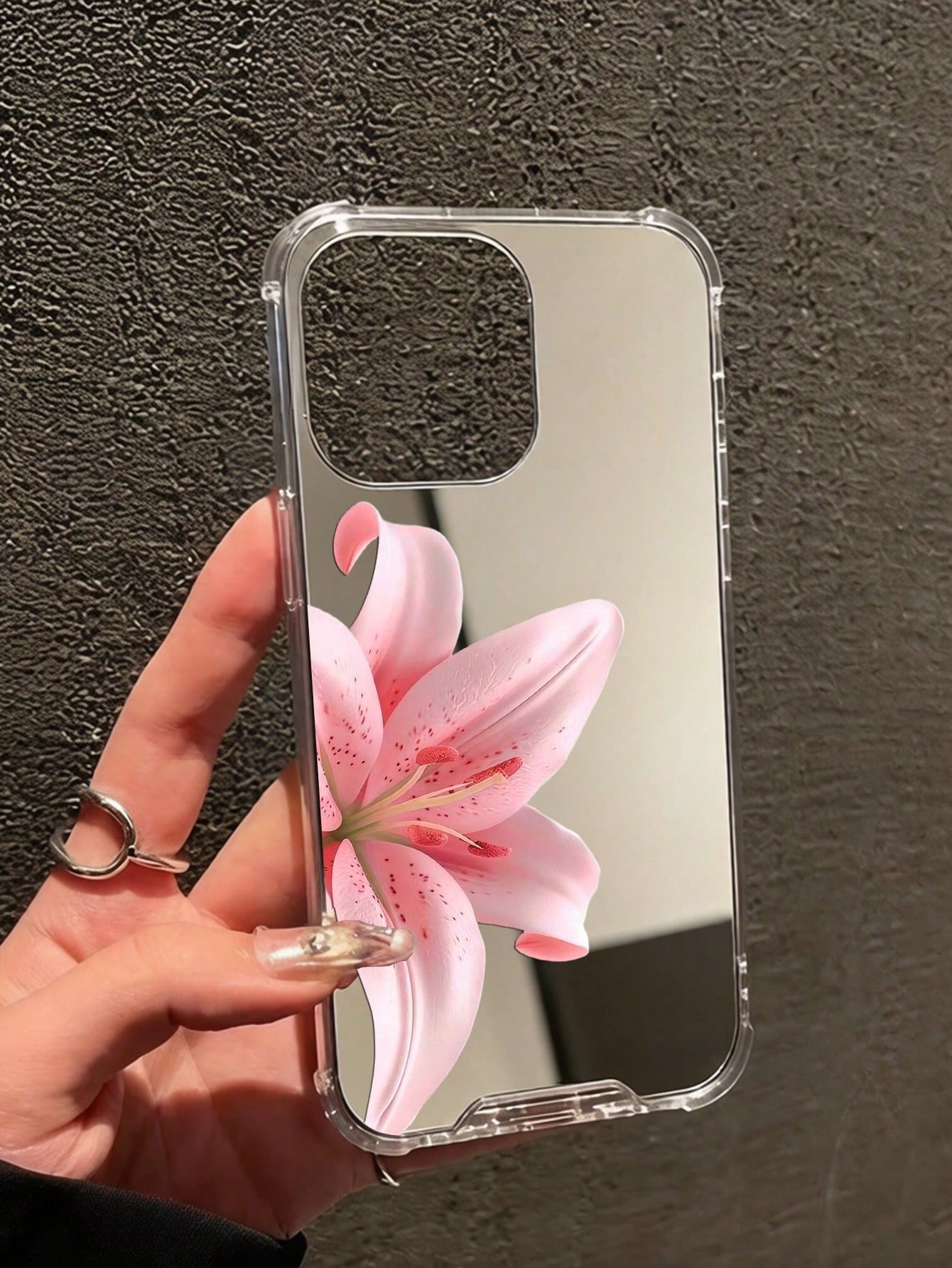Realistic Pink Lily Mirror Phone Case, Compatible With IPhone 11/12/13/14/15/16/17/17pro/17e/17air/17pro Max And Galaxy/A54/A14/A12/A13/A15/A32/A33/A24/A52S/S20/S21/S22/S23/S24/S23Plus/S24ultra/S25/A1