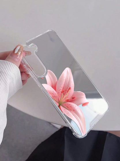 Realistic Pink Lily Mirror Phone Case, Compatible With IPhone 11/12/13/14/15/16/17/17pro/17e/17air/17pro Max And Galaxy/A54/A14/A12/A13/A15/A32/A33/A24/A52S/S20/S21/S22/S23/S24/S23Plus/S24ultra/S25/A1