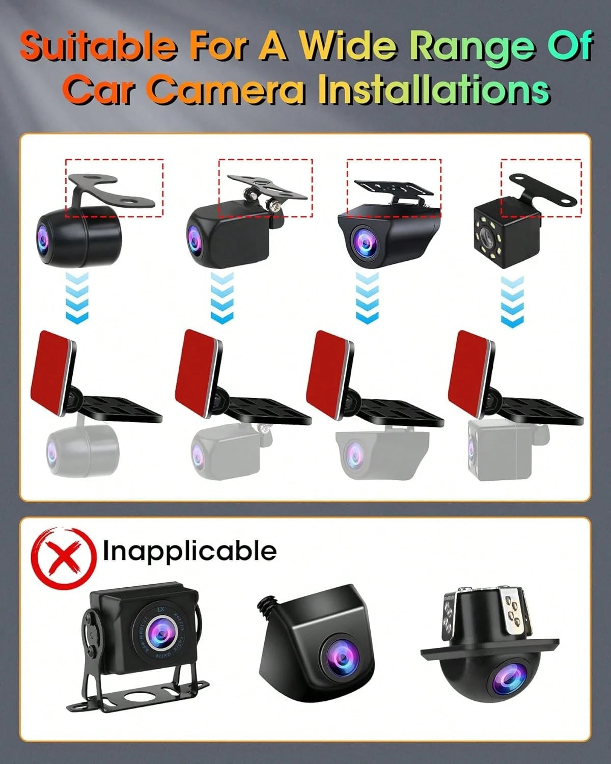 Rear Camera Holder Dash Cam Car Rear Camera Rear Window Bracket Backup Camera Mount [Strong Adhesive] 180° Adjustment Rearview Camera Bracket Rear Windshield For SUV, Truck, RV, Auto