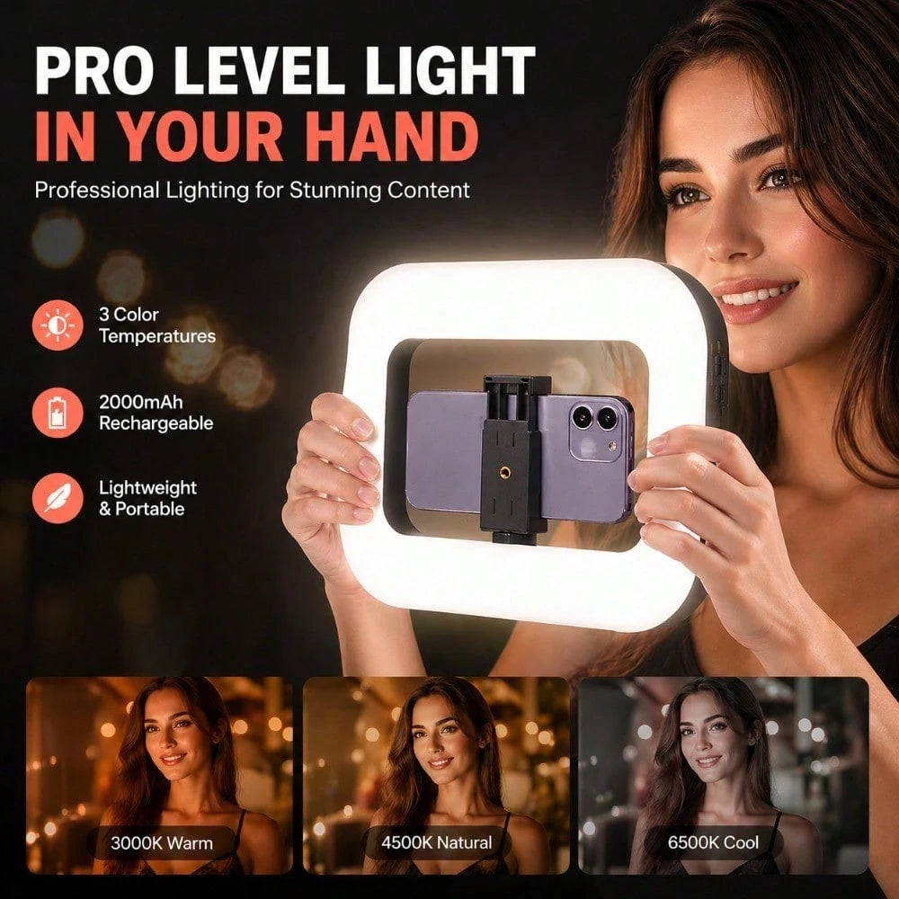 Rechargeable Portable Selfie Ring Light| Battery, 8500K Color Temperature Adjustment, 3 Color Temperature Modes, Suitable For 360-Degree Panoramic Photography, Video Stabilization, Modern Photography
