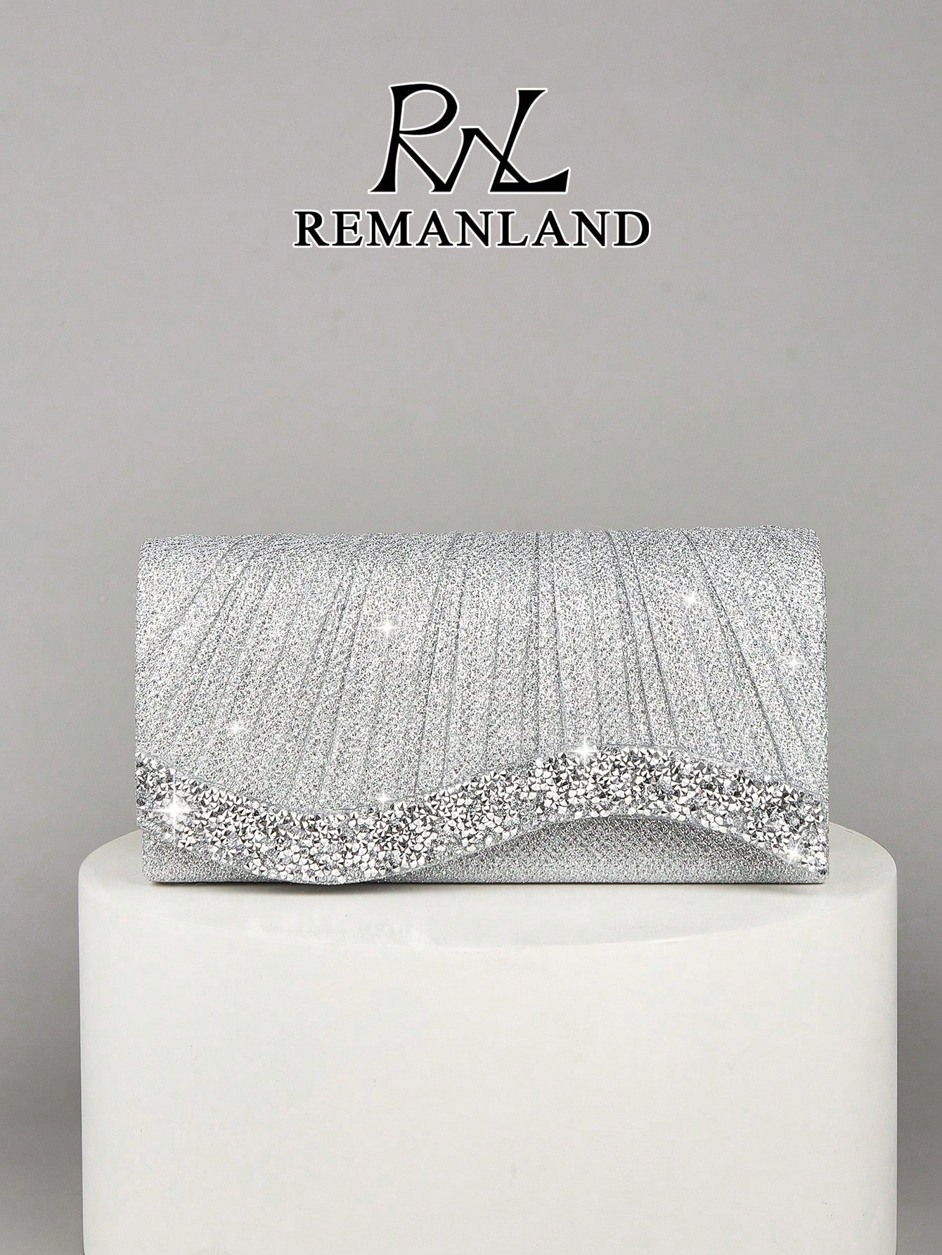 REMANLAND 1pc Women's Mini Glitter Sequin Chain Folding Square Handbag, Suitable For Weddings, Parties, Galas, Dances And Formal Events, Elegant And Fashionable Accessory To Pair With Evening Gowns, S