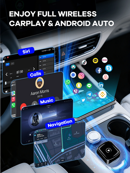 REMAX 2-In-1 Universal Wireless CarPlay & Android Auto; Plug & Play; Fast Stable Connection Compatible With IPhone/Android; Mini & Compact; Car Accessories; Car Stuff
