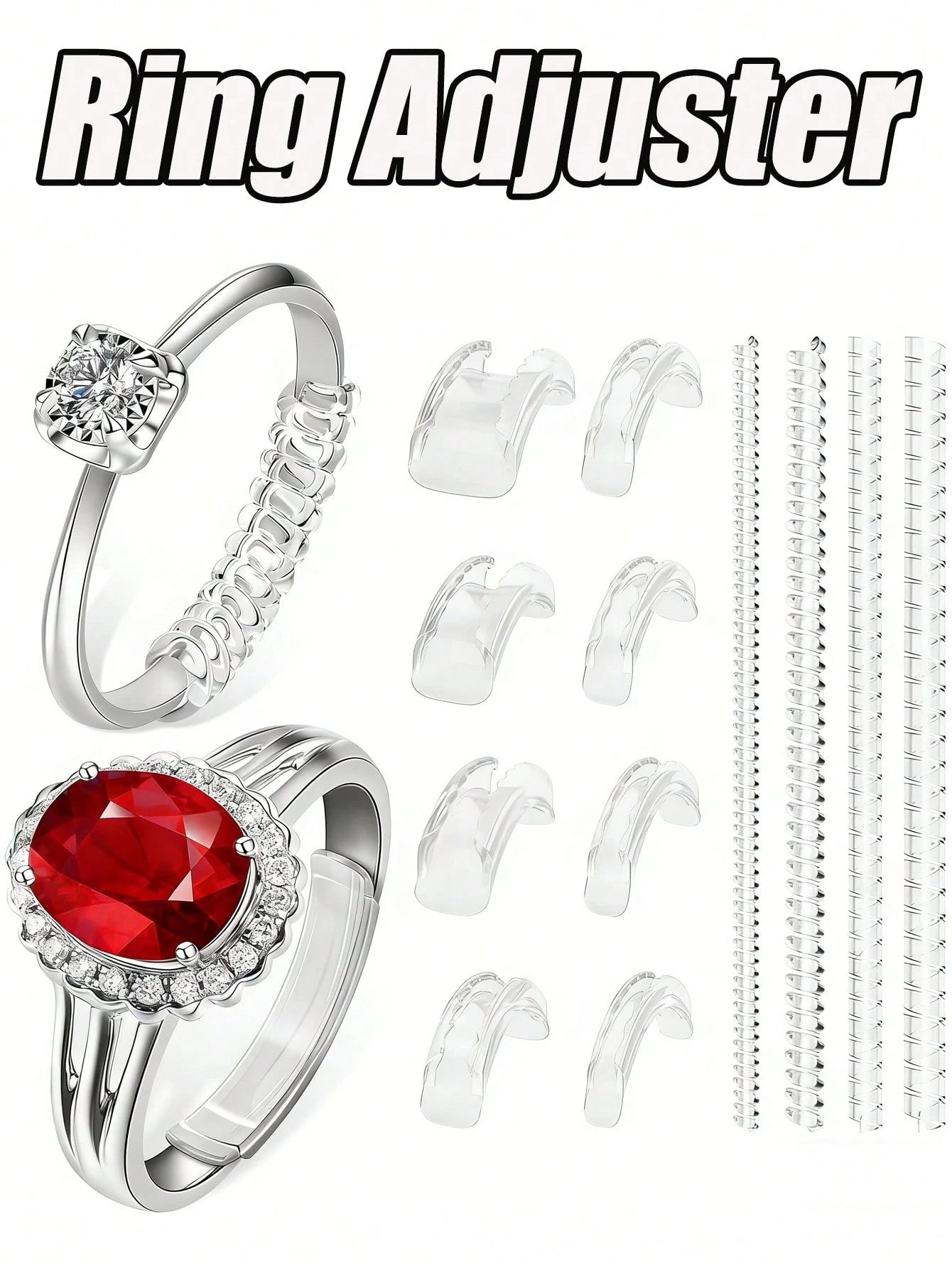 Resin Ring Adjuster, Invisible Ring Sizer Pads, Suitable For Loose Rings, Fits All Finger Sizes. Invisible Ring Sizer Adjuster, Fits Loose Rings- Multiple Finger Sizes Available, Comfortable And Prot