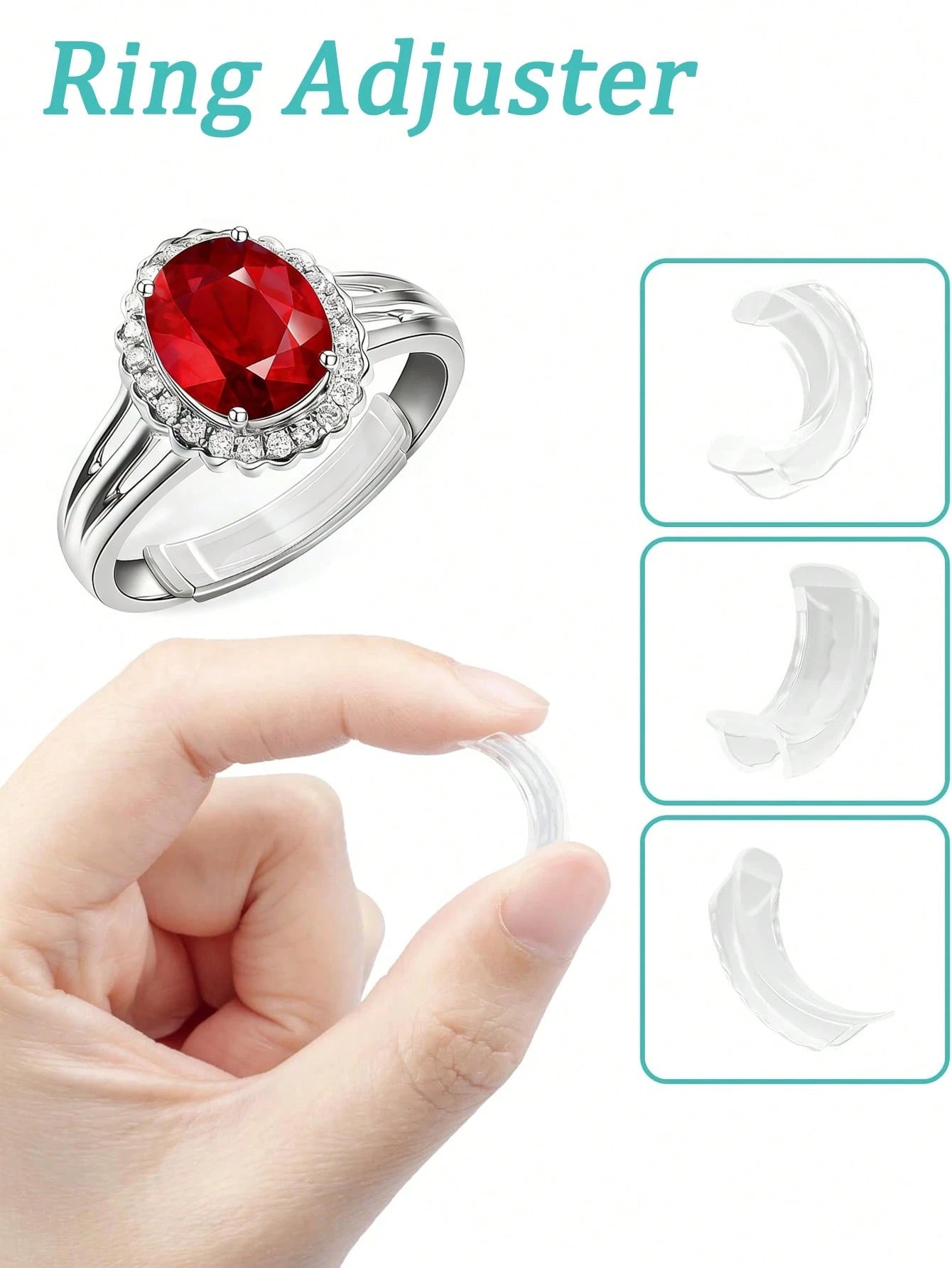 Resin Ring Adjuster, Invisible Ring Sizer Pads, Suitable For Loose Rings, Fits All Finger Sizes. Invisible Ring Sizer Adjuster, Fits Loose Rings- Multiple Finger Sizes Available, Comfortable And Prot