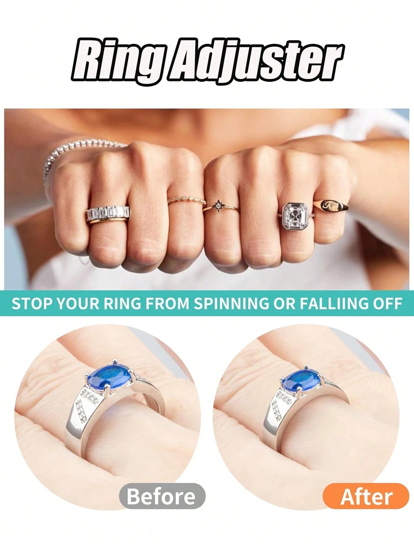 Resin Ring Adjuster, Invisible Ring Sizer Pads, Suitable For Loose Rings, Fits All Finger Sizes. Invisible Ring Sizer Adjuster, Fits Loose Rings- Multiple Finger Sizes Available, Comfortable And Prot
