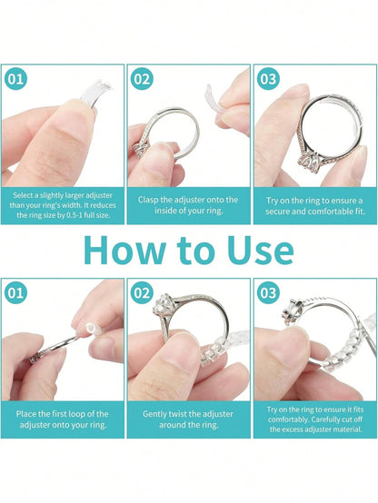 Resin Ring Adjuster, Invisible Ring Sizer Pads, Suitable For Loose Rings, Fits All Finger Sizes. Invisible Ring Sizer Adjuster, Fits Loose Rings- Multiple Finger Sizes Available, Comfortable And Prot