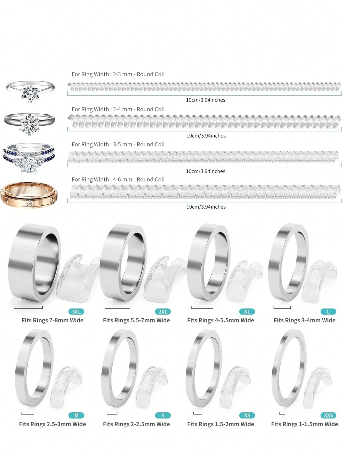Resin Ring Adjuster, Invisible Ring Sizer Pads, Suitable For Loose Rings, Fits All Finger Sizes. Invisible Ring Sizer Adjuster, Fits Loose Rings- Multiple Finger Sizes Available, Comfortable And Prot