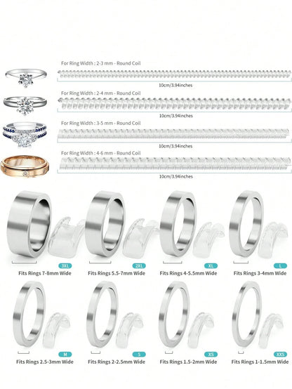 Resin Ring Adjuster, Invisible Ring Sizer Pads, Suitable For Loose Rings, Fits All Finger Sizes. Invisible Ring Sizer Adjuster, Fits Loose Rings- Multiple Finger Sizes Available, Comfortable And Prot