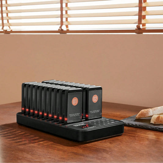 Restaurant Pager System, Wireless 400m Long Distantial Signal, Guest Customer Calling Beepers With Vibration & Flashing, 20 Buzzers For Food Truck, Church, Hospital,Touch Screen