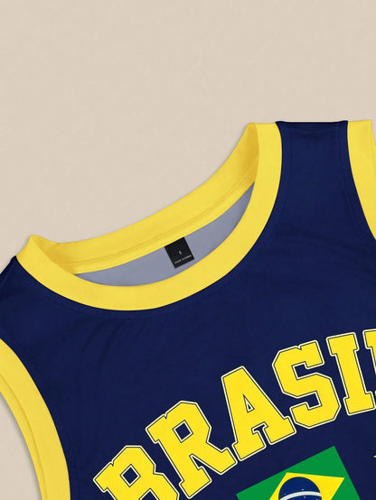 Resyla Brazil World Cup Jersey Dress, American Sexy Sleeveless Tank Dress, Bodycon Mini Dress
