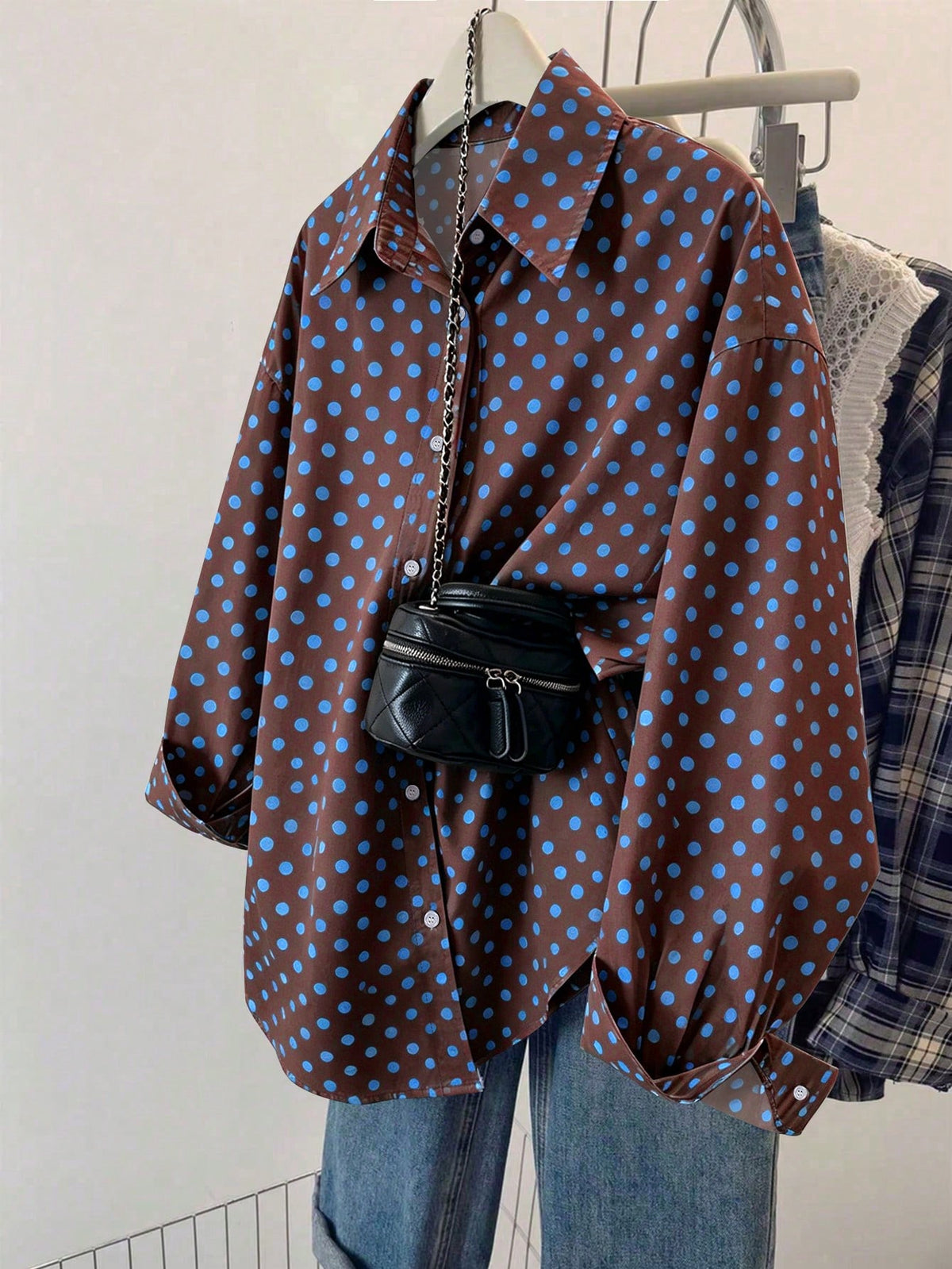 Resyla Casual & Commute Polka Dot Print Long Sleeve Shirt
