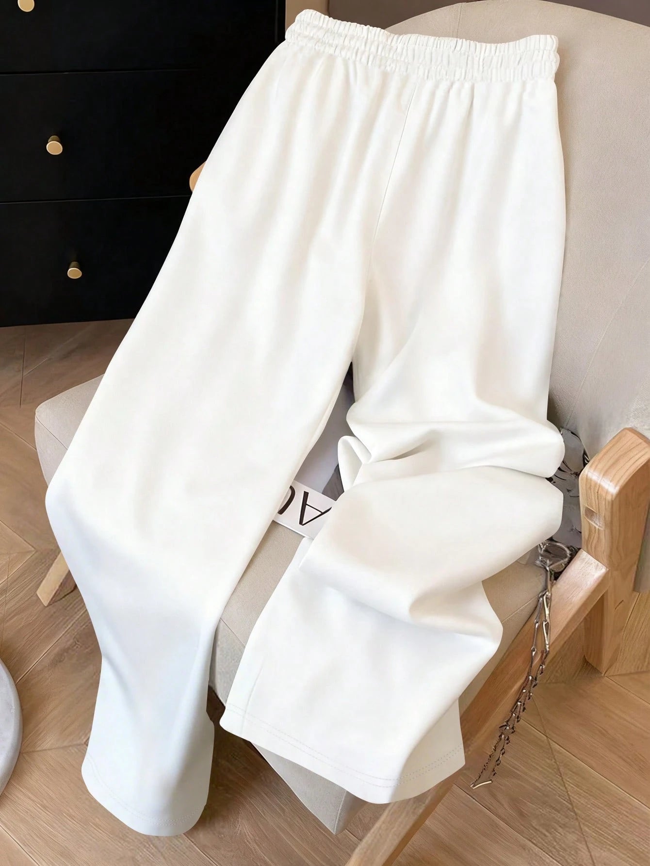 Resyla White Flower Summer Casual Date Watercolor Floral Print Drawstring Wide Leg Pants,Y2K Sweet Girl Colorblock Graffiti Loose Elastic Waist Trousers