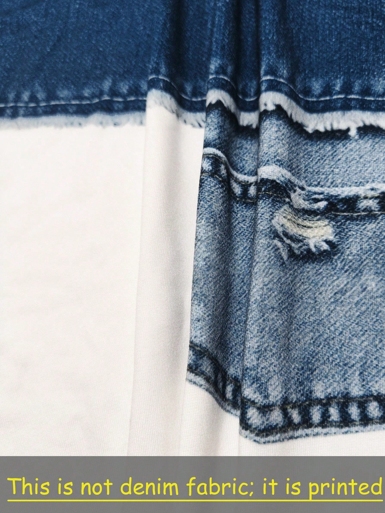 Resyla Women's Denim Effect Patchwork Distressed Style Versatile Camisole Dress