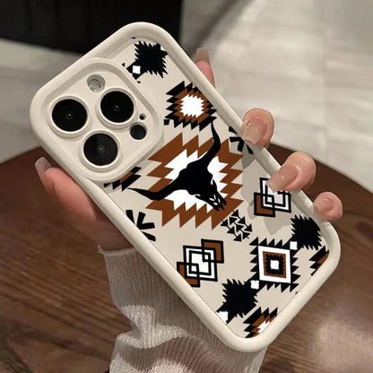 Retro Western Cowboy Case For 17 Air 16 Pro Max 15 Plus 16E 14 13 12 11 XS XR Mini Durable Soft Silicone Full Body Protection Non-Slip Design Cellphone Casing,Suitable For 17 Air