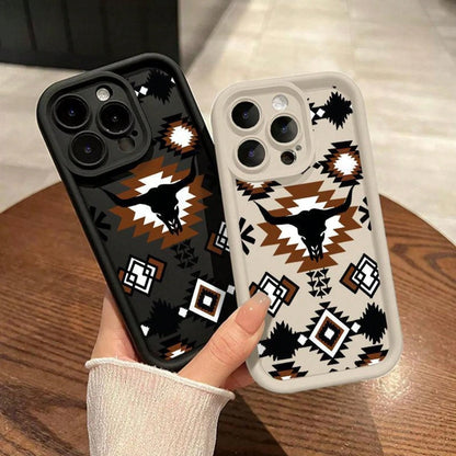 Retro Western Cowboy Case For 17 Air 16 Pro Max 15 Plus 16E 14 13 12 11 XS XR Mini Durable Soft Silicone Full Body Protection Non-Slip Design Cellphone Casing,Suitable For 17 Air