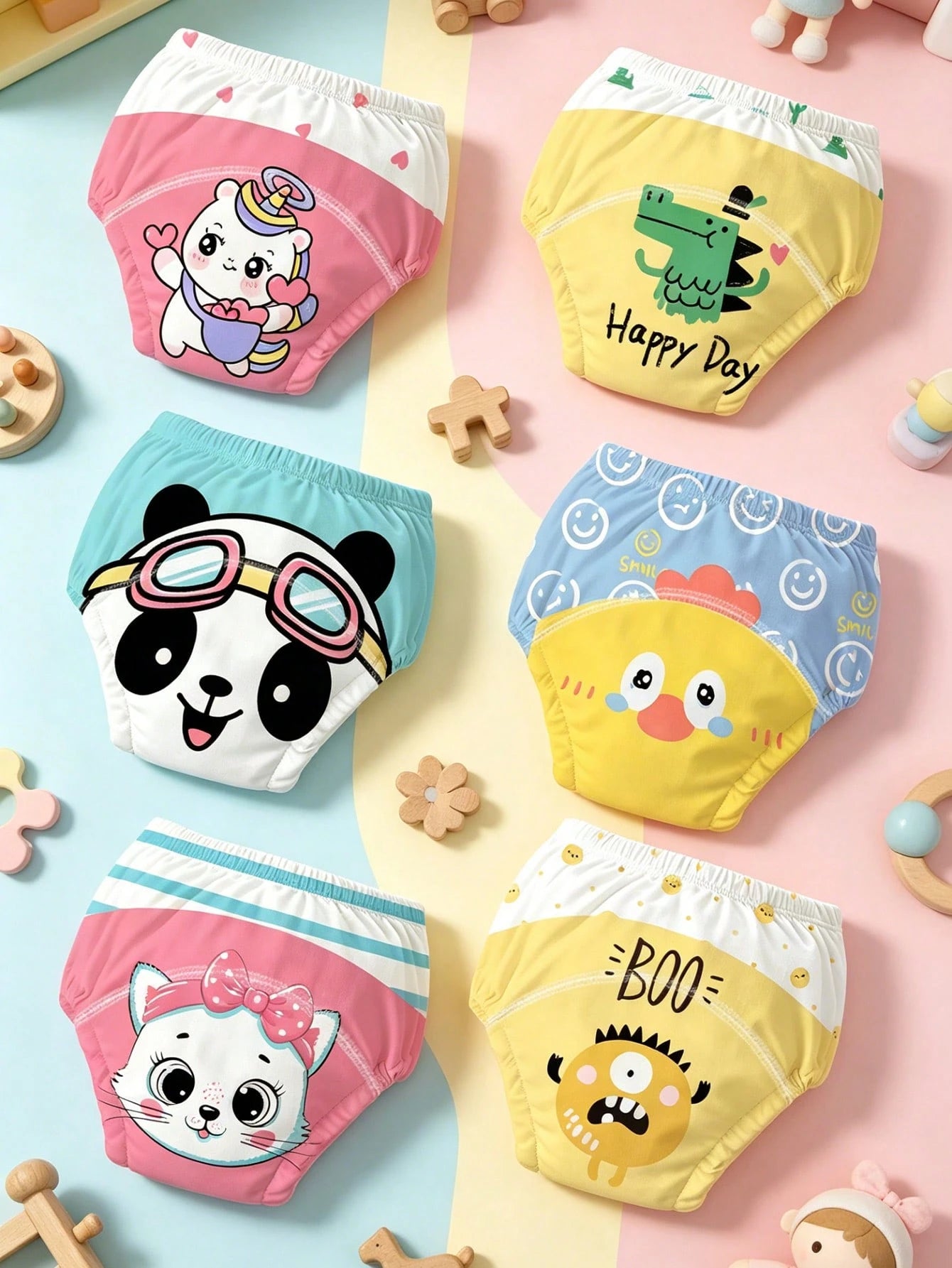 Reusable Baby Potty Training Underwear, Cute Pet Animal Print Washable Toilet Training Shorts, Suitable For Baby Boys And Girls, 3 Pieces Set