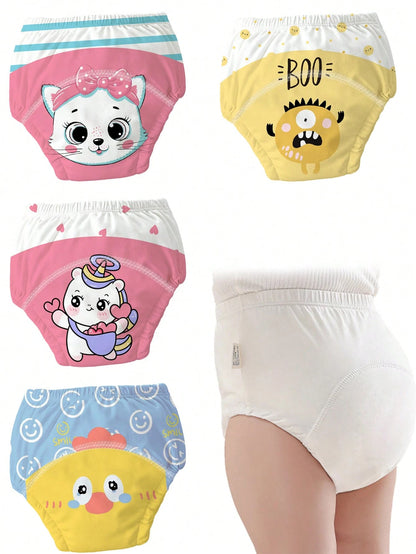 Reusable Baby Potty Training Underwear, Cute Pet Animal Print Washable Toilet Training Shorts, Suitable For Baby Boys And Girls, 3 Pieces Set