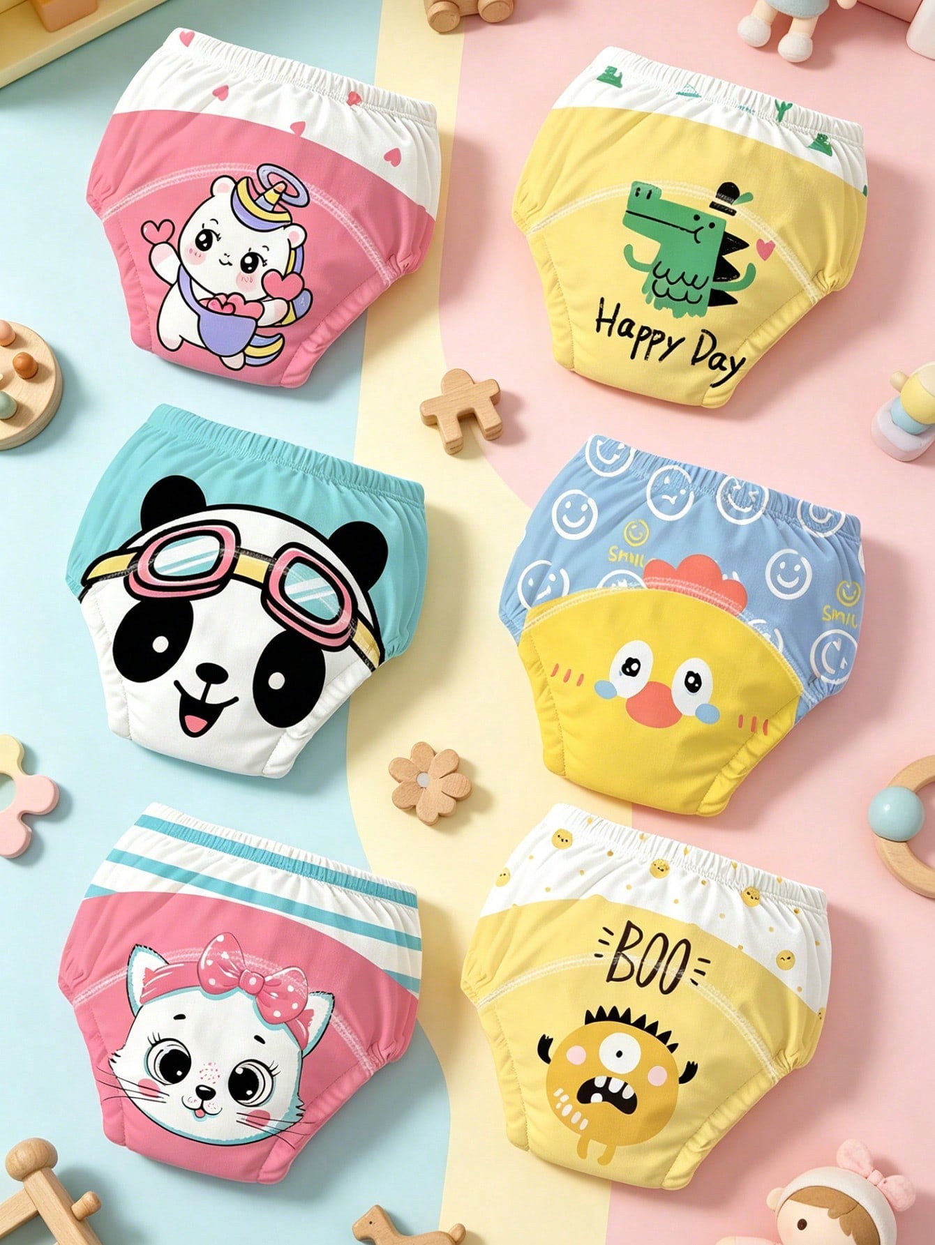 Reusable Baby Potty Training Underwear, Cute Pet Animal Print Washable Toilet Training Shorts, Suitable For Baby Boys And Girls, 3 Pieces Set