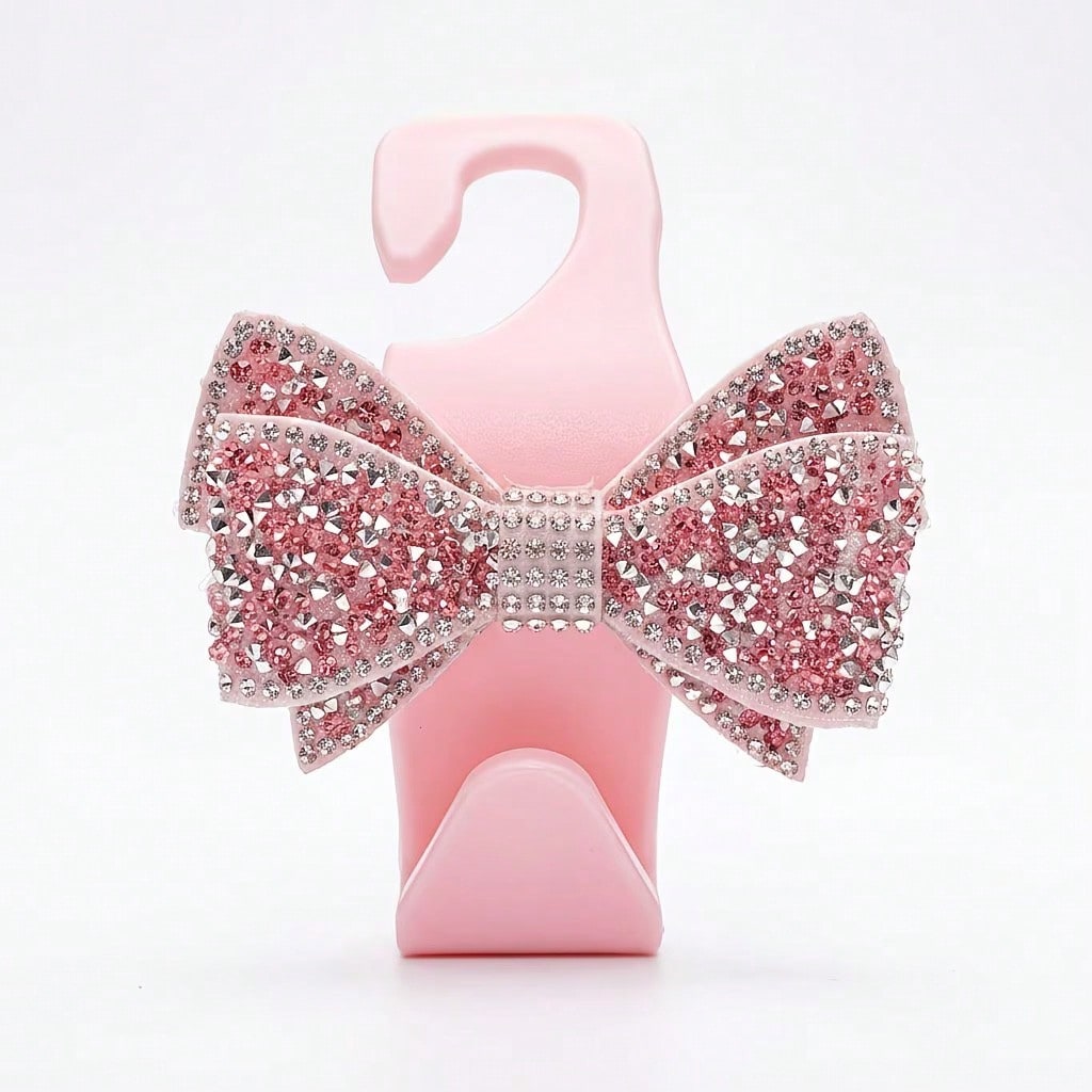 Rhinestone Bow Car Seat Hook, Multifunctional Hidden Car Hook, Cute Sparkling Back Seat Storage Hook, Car Interior Organizer Decoration, Universal Fit, No Damage To Seats, Essential For Hanging Bags A