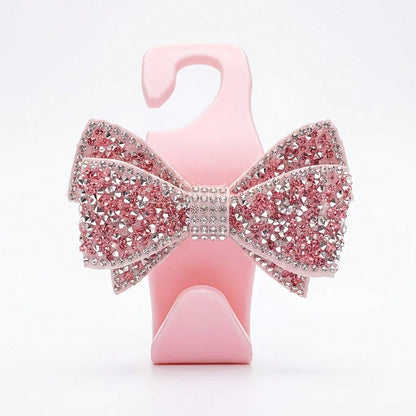 Rhinestone Bow Car Seat Hook, Multifunctional Hidden Car Hook, Cute Sparkling Back Seat Storage Hook, Car Interior Organizer Decoration, Universal Fit, No Damage To Seats, Essential For Hanging Bags A
