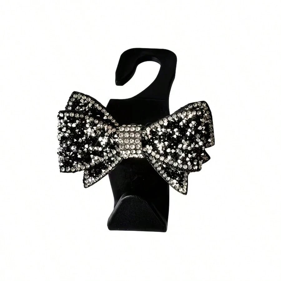 Rhinestone Bow Car Seat Hook, Multifunctional Hidden Car Hook, Cute Sparkling Back Seat Storage Hook, Car Interior Organizer Decoration, Universal Fit, No Damage To Seats, Essential For Hanging Bags A