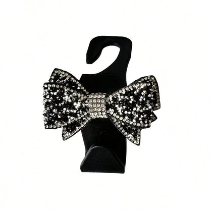 Rhinestone Bow Car Seat Hook, Multifunctional Hidden Car Hook, Cute Sparkling Back Seat Storage Hook, Car Interior Organizer Decoration, Universal Fit, No Damage To Seats, Essential For Hanging Bags A