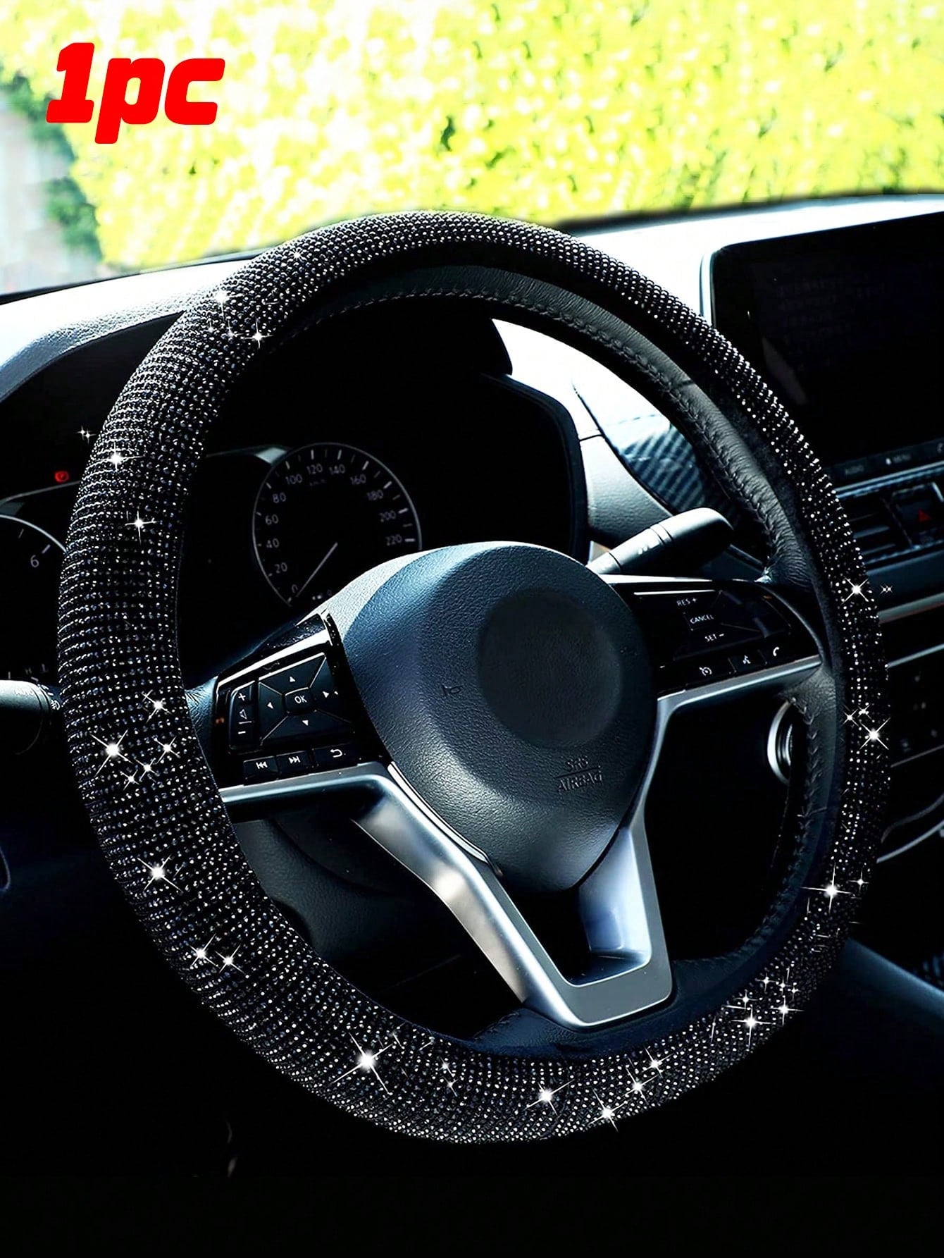 Rhinestone Decor Car Steering Wheel Cover,Car Women Accessories