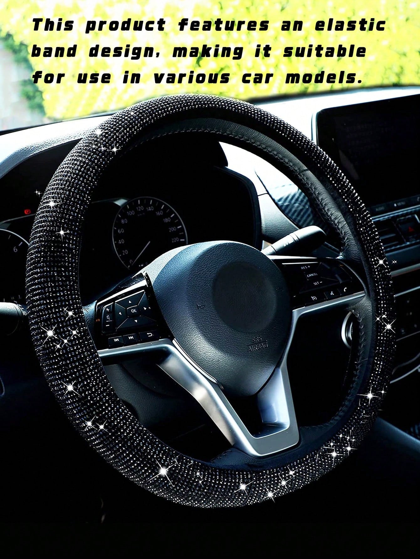 Rhinestone Decor Car Steering Wheel Cover,Car Women Accessories