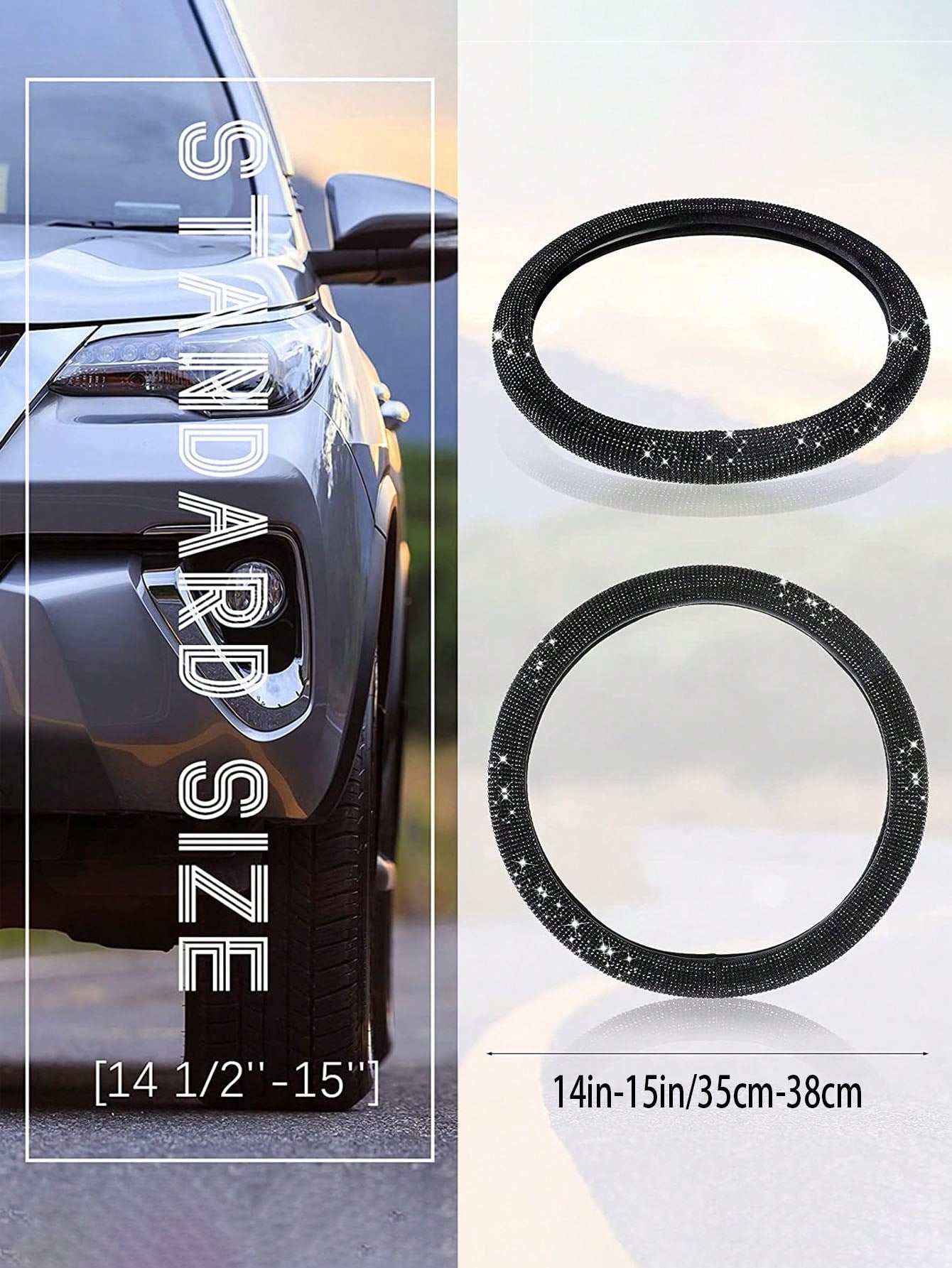 Rhinestone Decor Car Steering Wheel Cover,Car Women Accessories